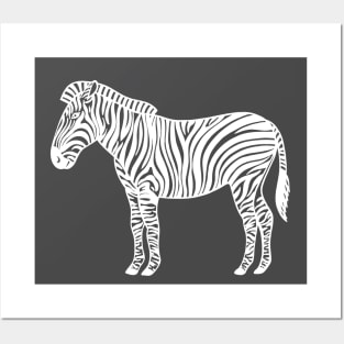 Zebra Ink Art - cool African animal design - on dark grey Posters and Art